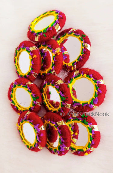 Circle Shaped Mirrored Applique, Two sided Mirrors, Bohemian Applique